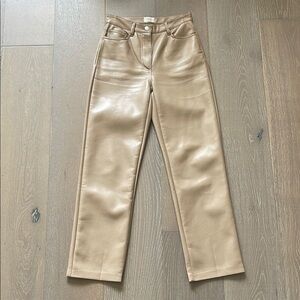 Aritzia Wilfred Light Brown Faux Leather Pants